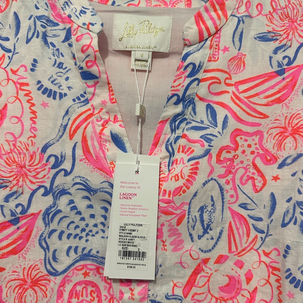 NWT LILLY PULITZER MIALEIGH LINEN DRESS LIL SUN SEA SAND - Picture 7 of 8
